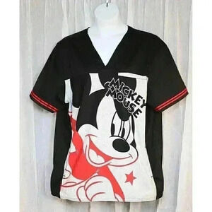 WOMENS DISNEY MICKEY MOUSE SCRUB Top With Front Kangaroo Pocket  TOP SIZE 2XL